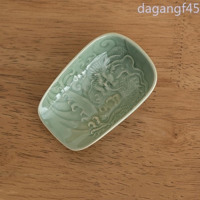 9.6cm Chinese Ceramic Handcarved Dragon Tea Spoon Auspicious Clouds Tea Shovel