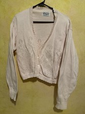 Vintage Donagain Cardigan Sweater Women's Pink Pointelle Knit 80's Pastel