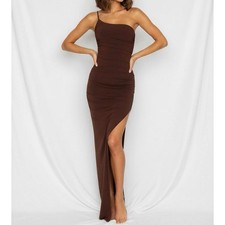 $279 NWT NOOKIE Aria One Shoulder Gown, Chocolate, XL
