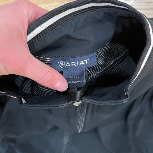 Ariat Black Softshell Jacket Womens XL Riding Jacket Full Zip Horseshoe Logo - Afbeelding 2 van 9