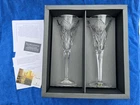 Pair of Waterford Crystal Millennium Collection Vintage 2000 Toasting Flutes New