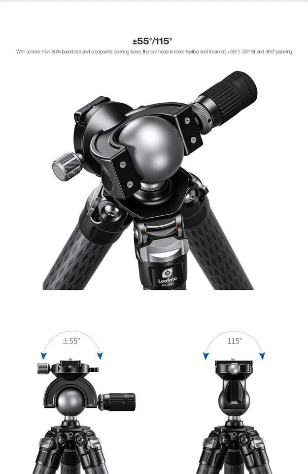 Cabezal de bola dinámico Leofoto MH-40S con manillar | Arca, M4 y 3/8"" Foto 3 de 4