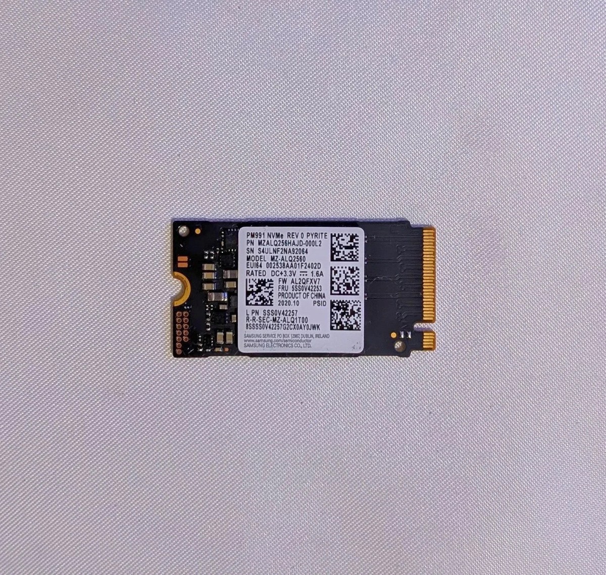 Samsung 256gb SSD M.2 2242 Pm991 NVMe Mzalq256hajd-000l2 Mz