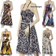 Sena Vestido Retro Swing A-Line Rockabilly Vintage Floral 50s 60s