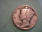 1928 P  semi Key Date Mercury Dime - worn edges cond  , actual coin in photo