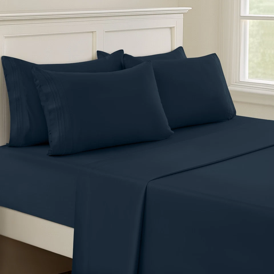 1800 Series 6 Piece Bed Sheet Set Soft Deep Pocket Twin King Queen Full Sheets