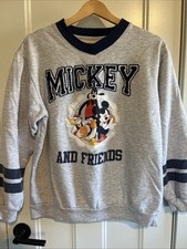 Disney Mickey Mouse Sweatshirt Crew Neck Rugby Women’s Medium Gray