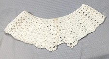 Vintage White Lace Delicate Crocheted Collar With Button Closure