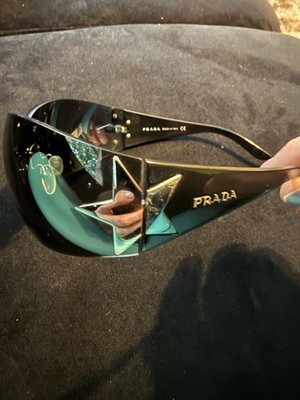 PRADA Star Sunglasses Black Vintage Authentic Italy