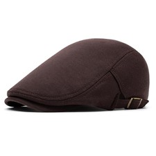 Men's Cotton Newsboy Cap Adjustable Soft Fit Flat Cap Gatsby One Size Coffee