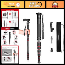Lightweight Carbon Fiber Camera Monopod, 61" Travel Tripod with Walking Stick Ha