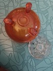 VINTAGE MCM flower frog GLASS  three TOE FOOTED beautiful orange / amber — photo 8