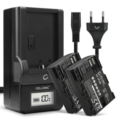 2x Akku für Canon EOS R6 Mark II EOS 5D Mark II EOS 7D 2000mAh + Ladegerät