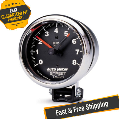 Auto Meter 2895 Traditional Chrome 3-3/4'' Pedestal Tachometer Gauge, 0-8000 RPM