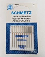Schmetz Universal Sewing Machine Needle assortment 80/12 10 Pack~1833