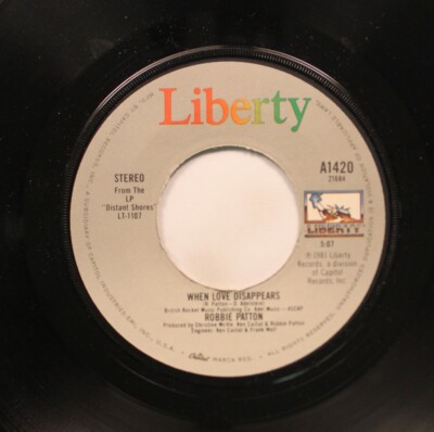 Pop 45 Robbie Patton - When Love Disappears / Don'T Give It Up On Liberty