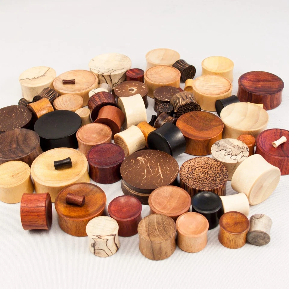 Holz Plug Flesh Tunnel Konkav Ohr Piercing verschiedene Holzarten 2-30 mm - Bild 4 von 4
