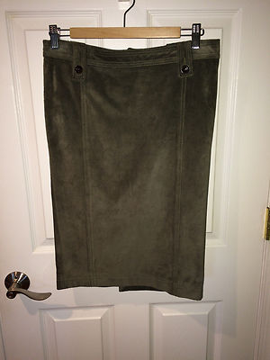 EUC Patrizia Pepe genuine suede olive gray knee length pencil skirt  IT 42 US 4