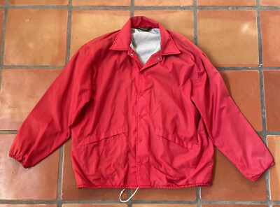 Vintage Pla-Jac By Dunbrooke Solid Red Jacket Button Down Size XL Made In USA