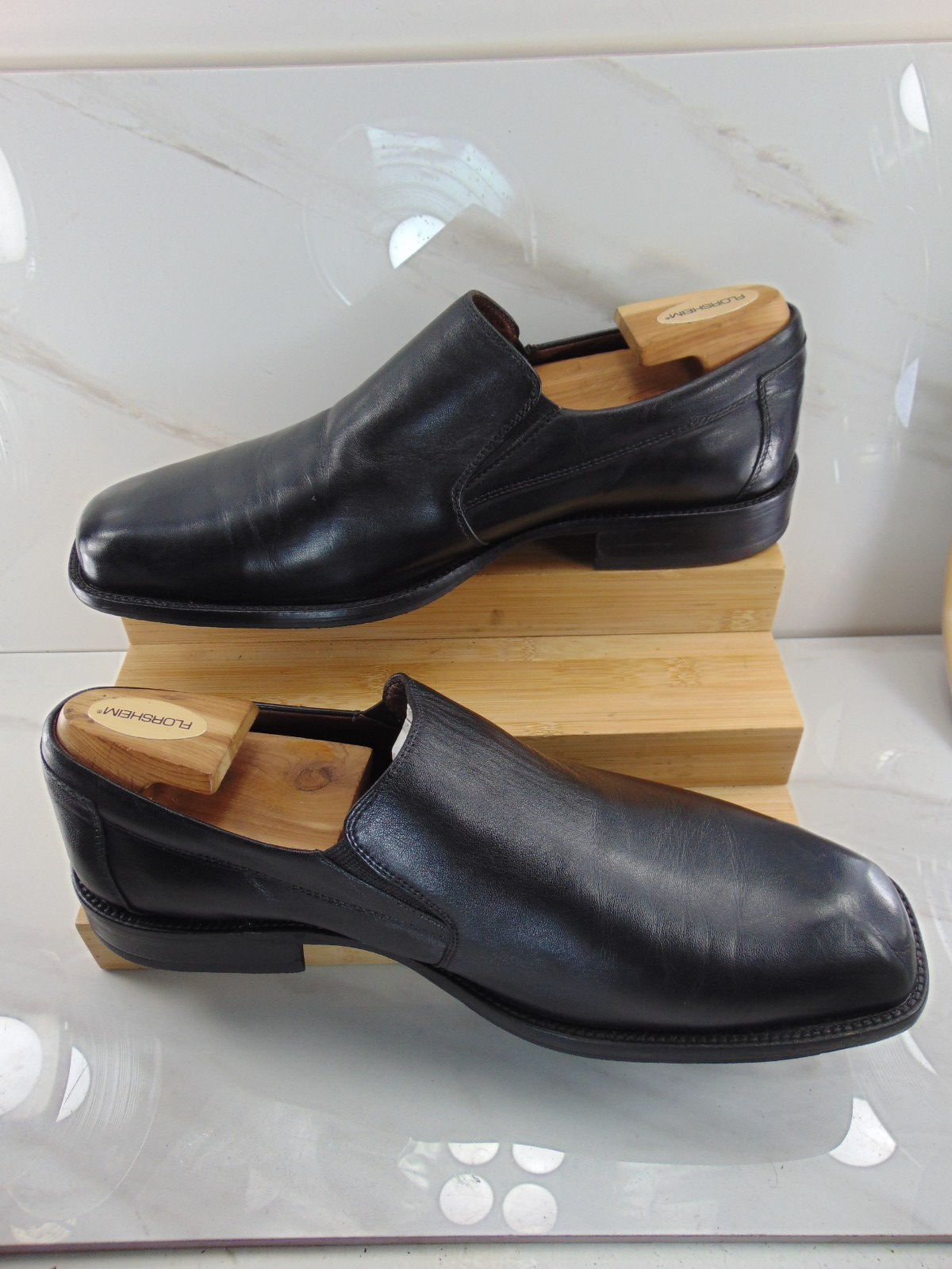 SAOLA Abito Johnston & Murphy slip on nero MORBIDA pelle di pecora made in Brazil US 12 M