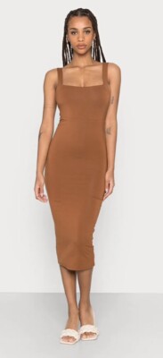 Good American 90s Tank Dress Sz 1 Rust Midi Lined | eBay