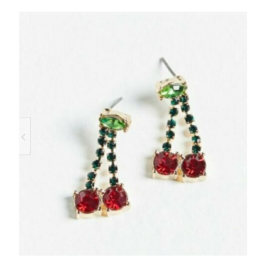 Urban Outfitters Rhinestone Cherry Post Earrings Fruit Cute Gift