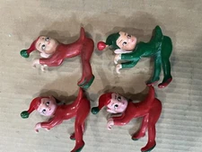 VTG Sitting Elf Family Of 6 Hard Plastic Christmas 1981 Sun-hill Industries 
