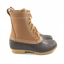 LL Bean 8" Bean Boots in the tan and brown colorway