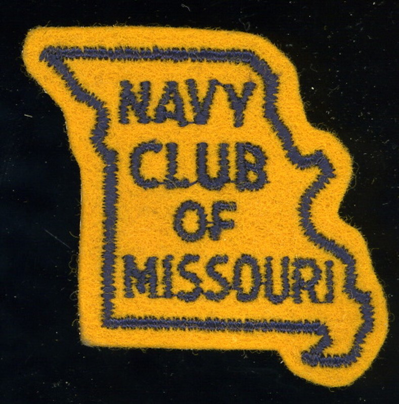 RARE 1960s NAVY CLUB OF MISSOURI cut edge felt patch 2-1/4" x 2-1/2" veterans
