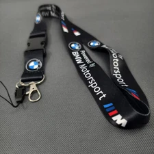 For BMW M 1pcs Motorsport Black Lanyard Neck Strap Key Chains Cell Phone Keyring