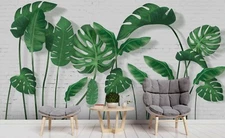 3D Green Leaves Self-adhesive Removable Wallpaper Murals Wall Sticker FC