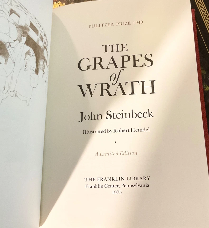 Franklin Library The Grapes of Wrath John Steinbeck Leather Book Novel 1975 Foto 3 de 4