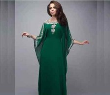 Eid SALE Farasha Long Gown Ramzan Georgette Moroccan Dress Dubai Kaftan Abaya