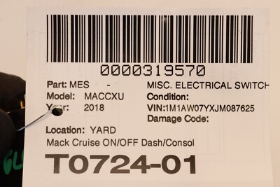 2008-2023 MACK CXU613 MP8 SPEED CONTROL SWITCH BUTTON
