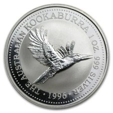 1996 AUSTRALIA KOOKABURRA 1 OZ .999 SILVER $1 COIN BRILLIANT UNCIRC ENCAPSULATED
