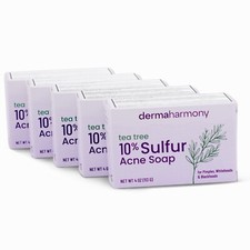 10 Sulfur Soap with Tea Tree Oil - DermaHarmony 4oz - 5 Bars Cartons