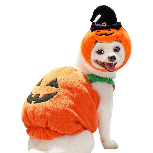 Pumpkin Dog Costume Halloween Pet Cosplay Costumes Cozy Dog Festival