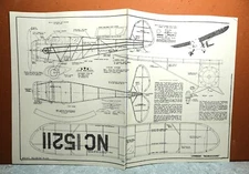 LAMBERT MONOCOUPE BALSA FREE FLIGHT MODEL AIRPLANE PLANS 13" WINGSPAN