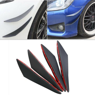 4pcs Carbon Fiber Rubber Car Styling Bumper Lip Fin Splitter Spoiler Canard Pad
