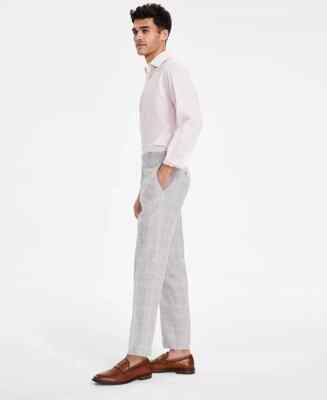 $175 Bar III Men's Light Grey Plaid Slim Fit Linen Dress Pants 31 x 30  yap2225 | eBay