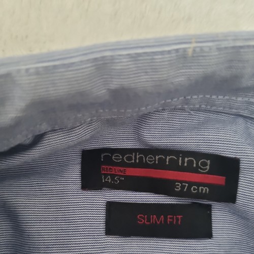 RED HERRING MENS SLIM FIT BLUE STRIPED SHIRT 14.5 - Picture 6 of 7