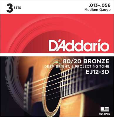 D'Addario EJ12-3D Bronze 13-56 Akustikgitarrensaiten, X3-Set Angebot