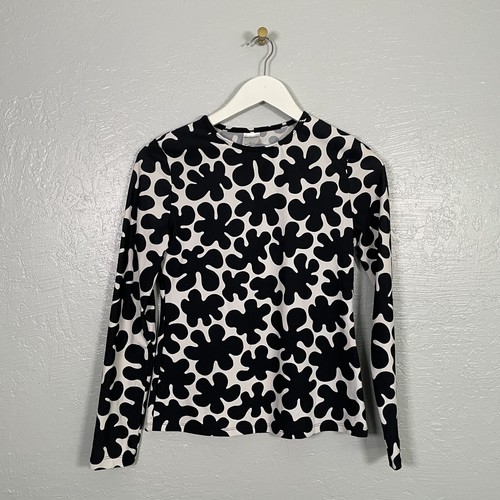 Marimekko for Target Mädchen S schwarz weiß Blumen Rash Guard Schwimmen Langarm
