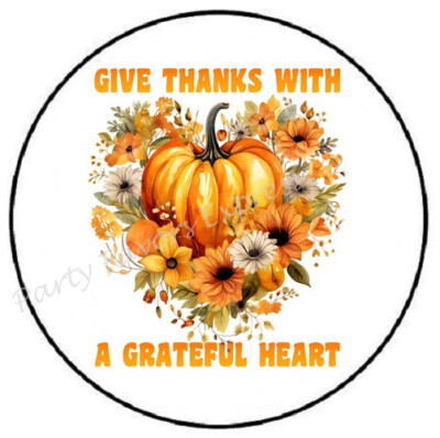 GIVE THANKS WITH A GRATEFUL HEART ENVELOPE SEALS LABELS STICKERS PARTY FAVORS