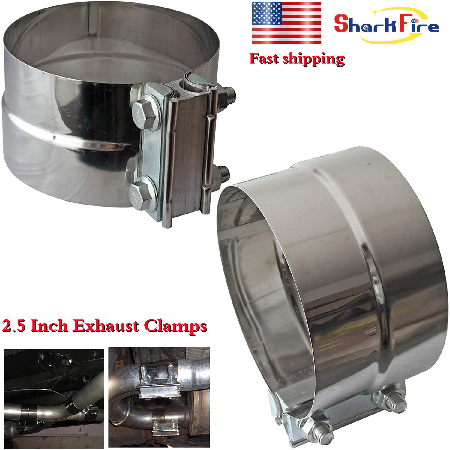 2.5 Inch Lap Joint Band Clamp Duct Clamps Pipe Repair Parts Stainless ...