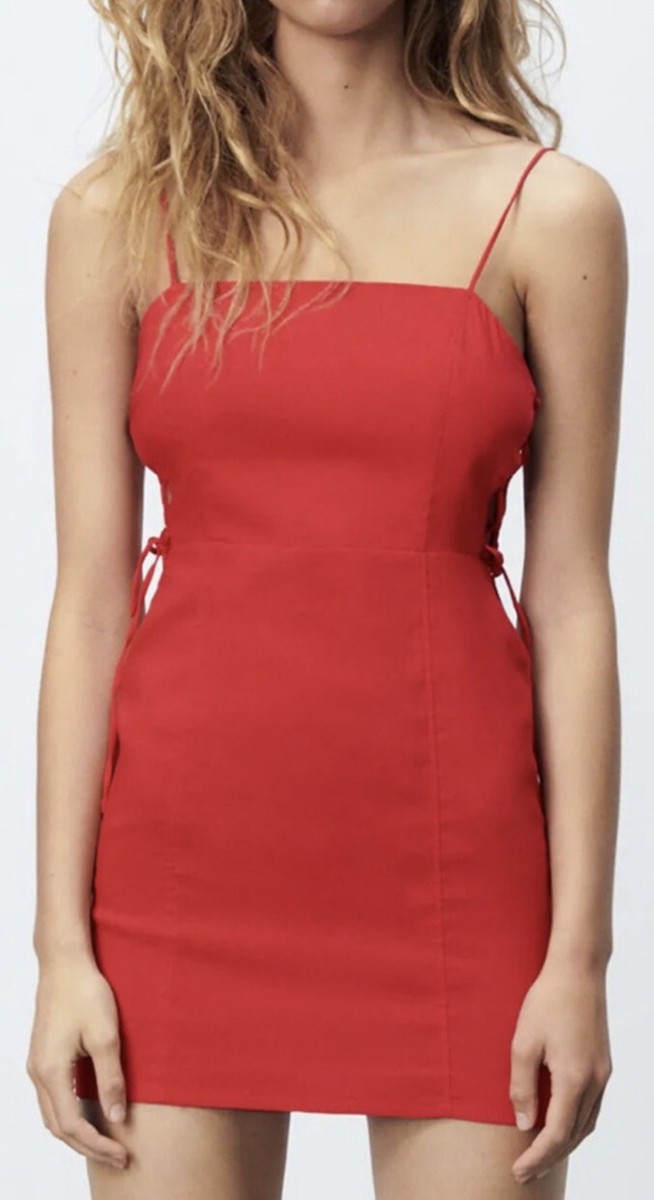 ZARA Woman Tied Linen Blend Dress Color Intense Red Brand NWT Size S | eBay