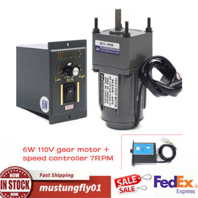 AC 110V 6W Geared Motor 1:180 Ratio Variable Speed 7.5 RPM High Torque