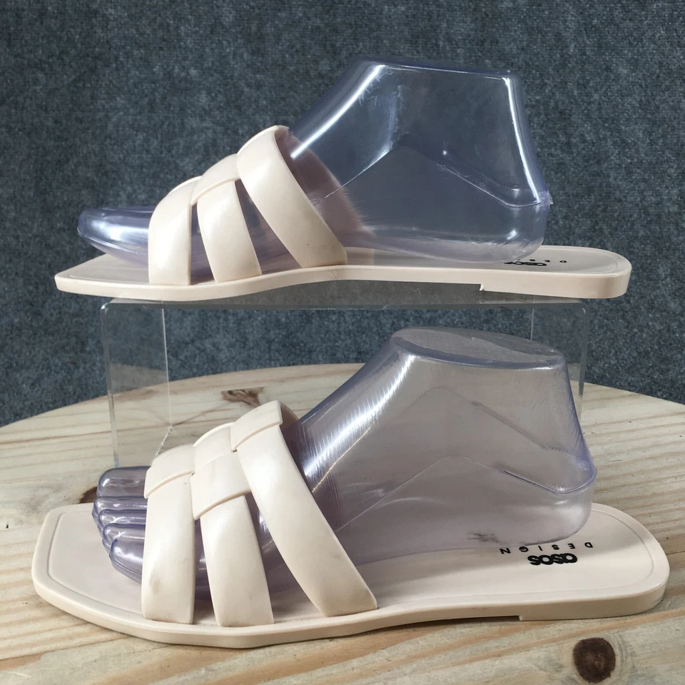 Asos Design 凉鞋女式 9 果冻拖鞋平底懒人鞋白色休闲露趾 — 第 2/4 张图片