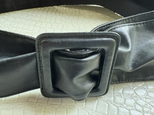 VTG Corset Belt Women Large/XL 36-38” Black Faux Leather Cinch Square Buckle - Picture 14 of 15