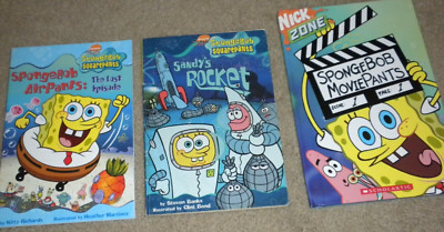 Lot of 3 books: Spongebob Airpants The Lost Episode, Sandy's Rocket,Movie Pants